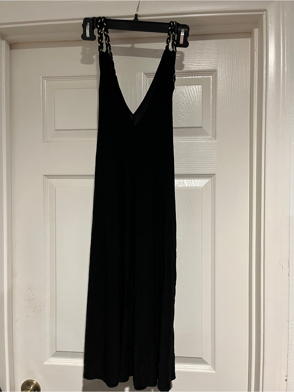 G by Guess Black Maxi Dress with Chain-Link Shoulder Straps